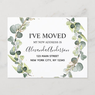 Moving Announcement Eucalyptus Greenery Watercolor