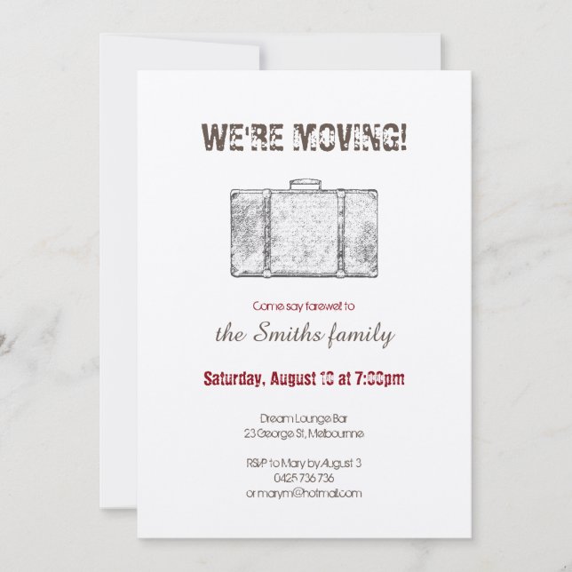 Moving Announcement / Farewell Party Invitation (Front)