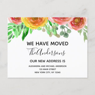 Moving Announcement Floral Blush Pink Watercolor