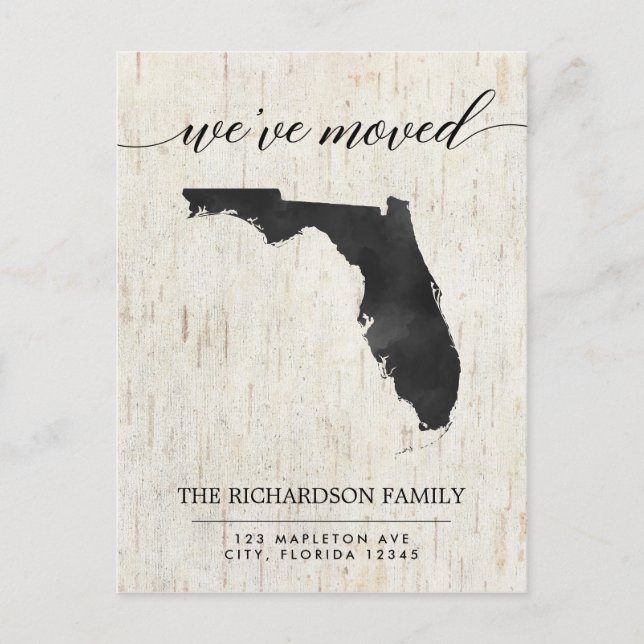 Moving announcement, Florida state rustic Invitation Postcard (Front)