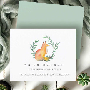 Moving Announcement Flyer Watercolor Fox