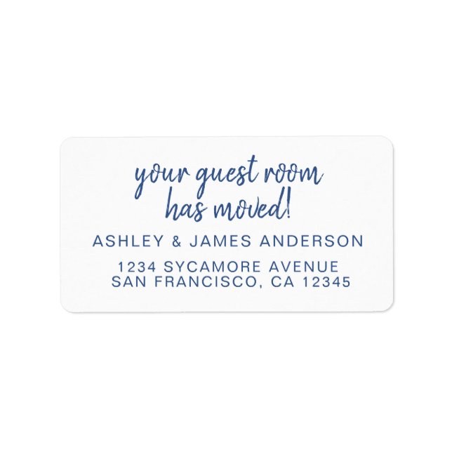 Moving Announcement Guest Room Moved New Address Label (Front)