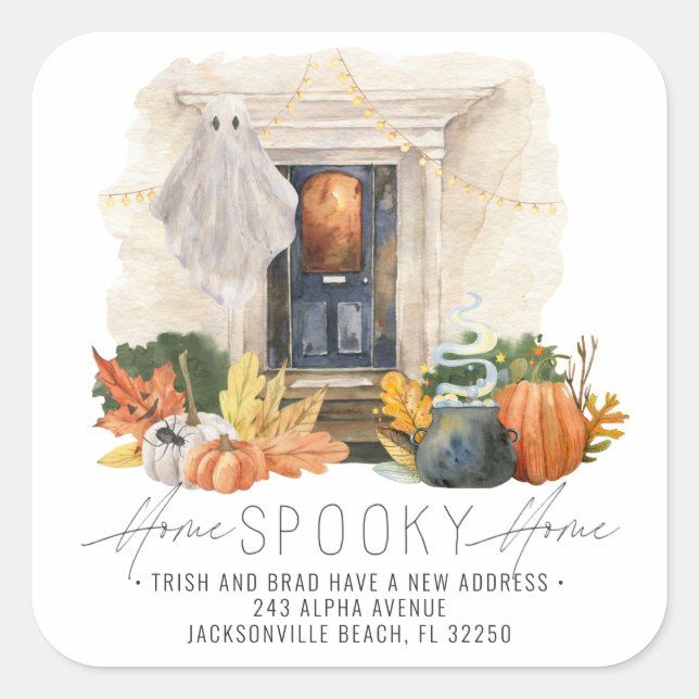 Moving Announcement | Halloween Front Door Square Sticker (Front)