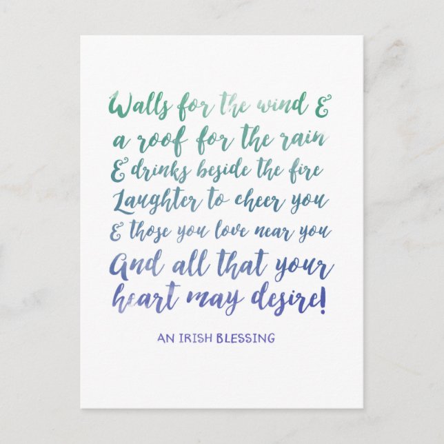 Moving Announcement Irish Blessing Postcard (Front)