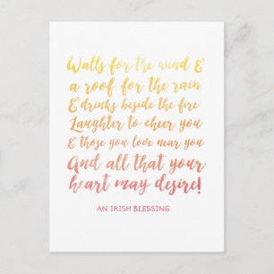 Moving Announcement Irish Blessing Postcard