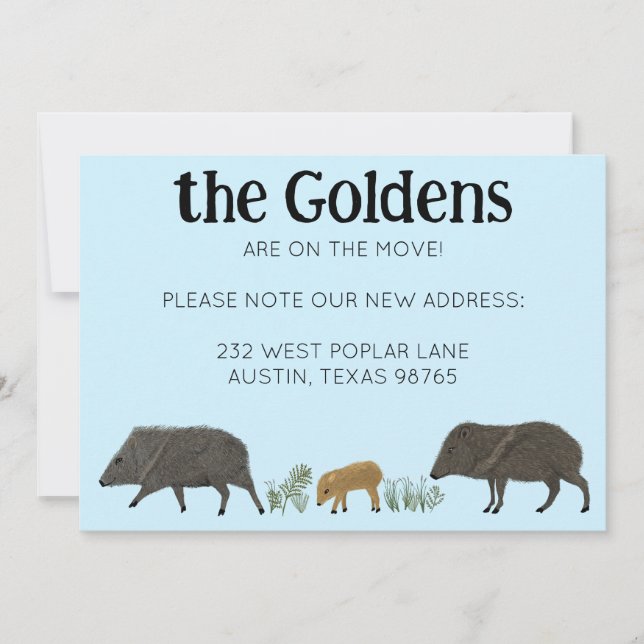 MOVING ANNOUNCEMENT Javelina Family Southwest (Front)