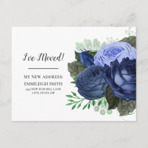 Moving Announcement Navy Dusty Blue White Postcard