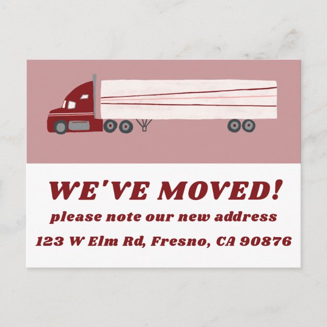 MOVING ANNOUNCEMENT NEW ADDRESS Cute Truck Fun Postcard (Front)