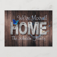 Moving Announcement New Address Rustic Wood HOME