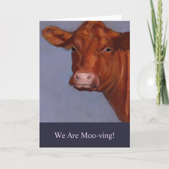 Moving Announcement: Painting of Cow, Moo-ving Announcement (Front)