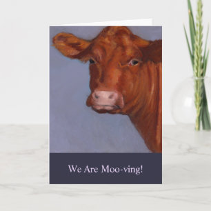 Moving Announcement: Painting of Cow, Moo-ving Announcement