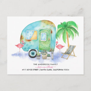 Moving Announcement Postcard Watercolor Trailer