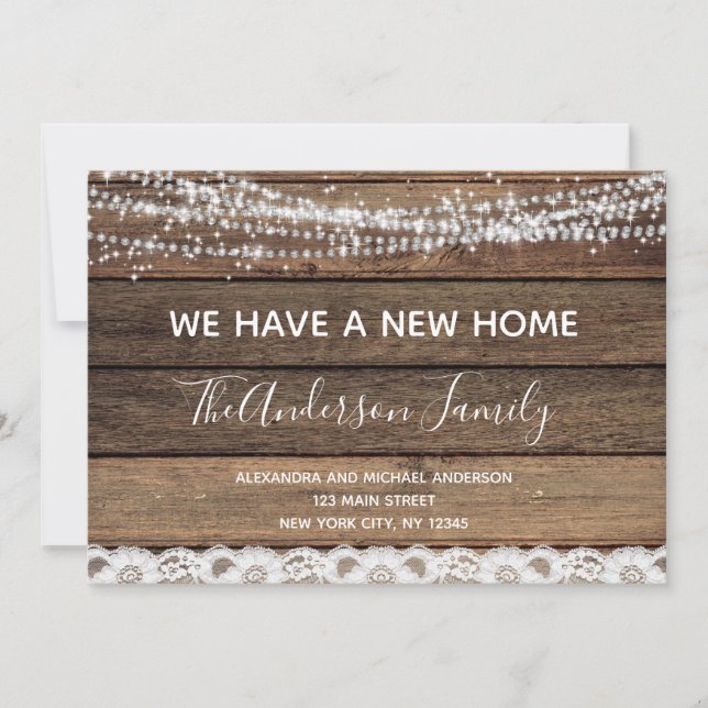 Moving Announcement Rustic Farmhouse Wood (Front)