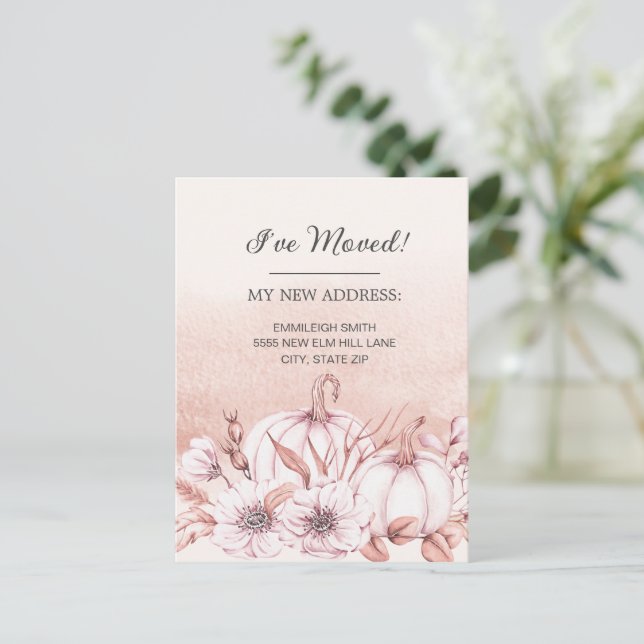 Moving Announcement Rustic White Pumpkins Orange Postcard (Standing Front)