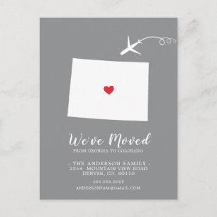 Moving Announcement State COLORADO Post Card