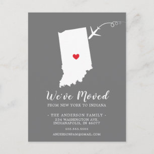 Moving Announcement State INDIANA Post Card