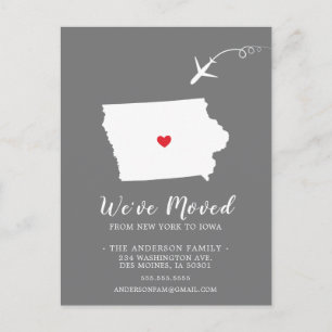 Moving Announcement State IOWA Post Card