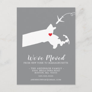 Moving Announcement State Massachusetts  Post Card