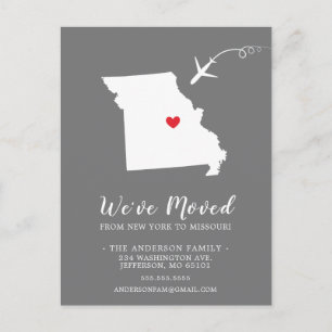 Moving Announcement State MISSOURI Post Card