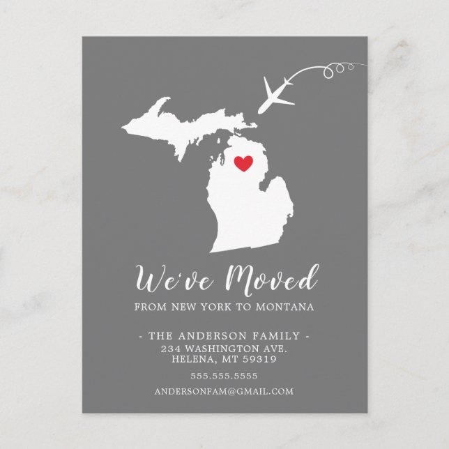 Moving Announcement State MONTANA Post Card (Front)