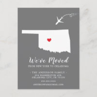 Moving Announcement State OKLAHOMA Post Card