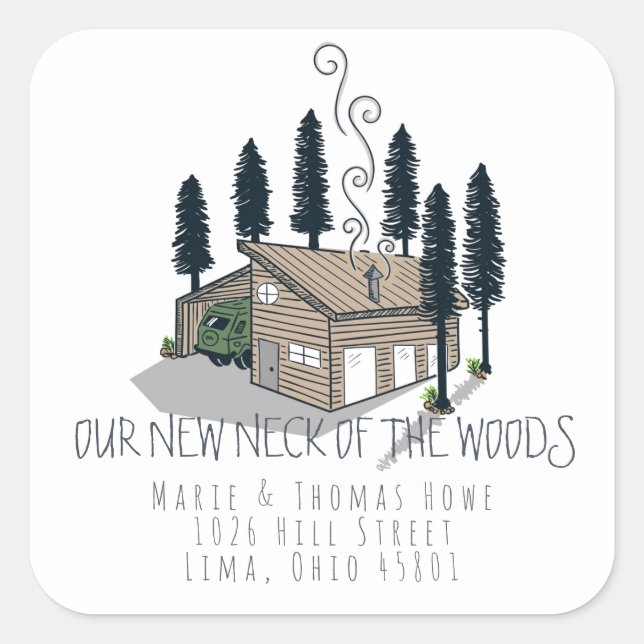 Moving Announcement Stickers | Neck of the Woods (Front)