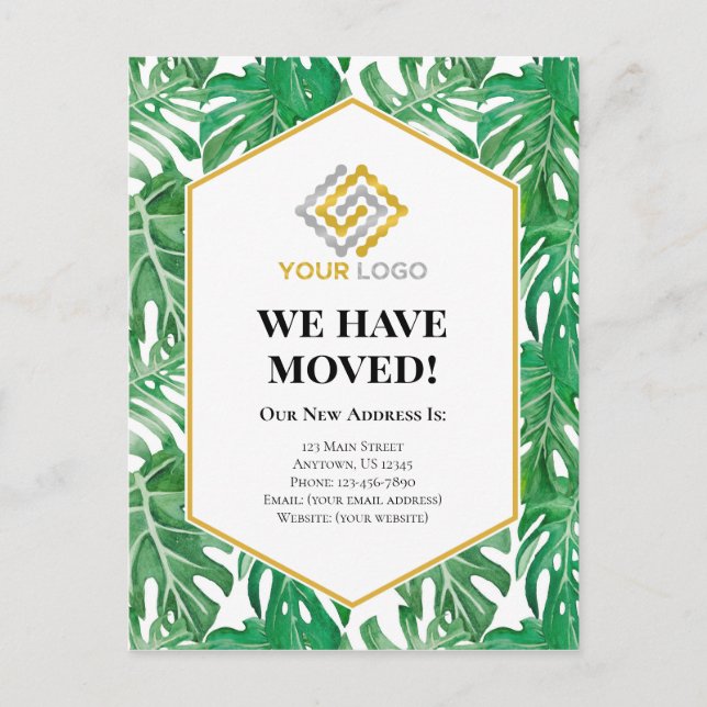 Moving Announcement Tropical Business Postcard (Front)