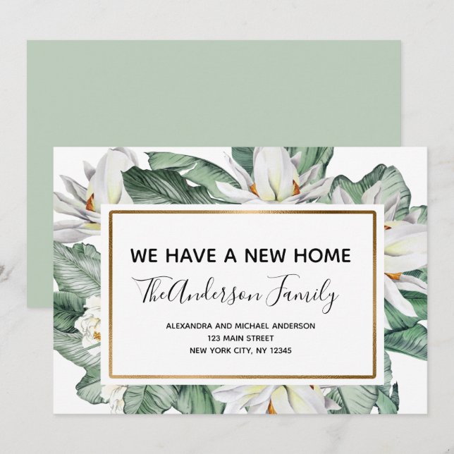 Moving Announcement Tropical Floral (Front/Back)