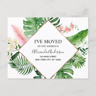 Moving Announcement Tropical Floral Watercolor