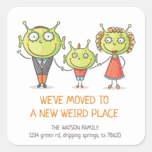 Moving Announcement Weird Family Sticker