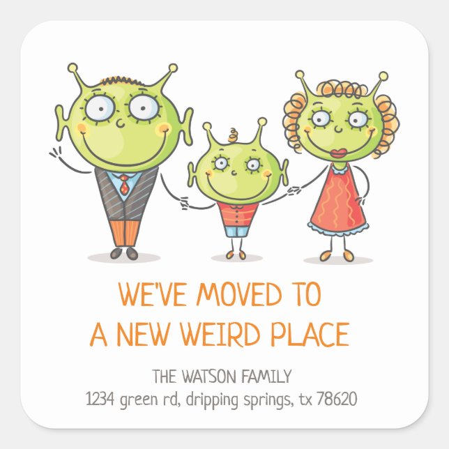 Moving Announcement | Weird Family Sticker (Front)