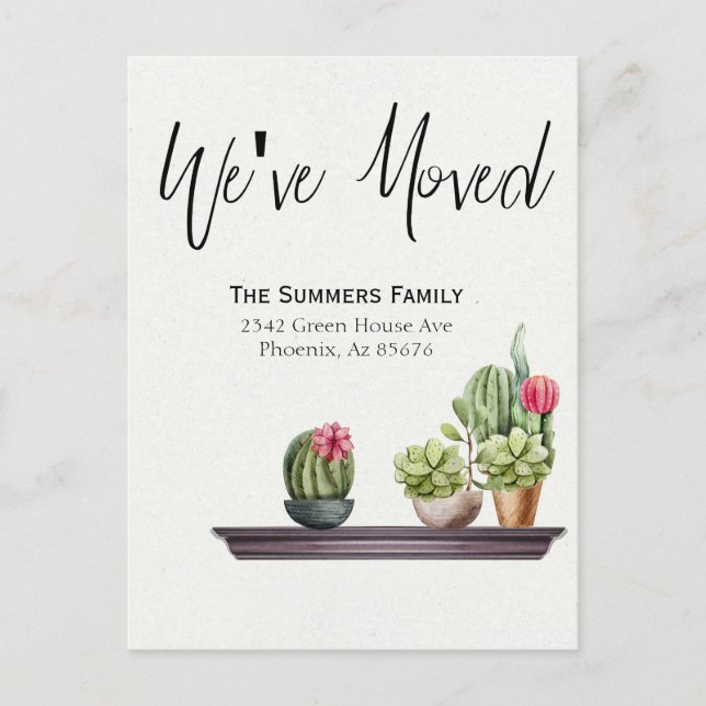 Moving Announcement We've Moved Potted Plants Postcard (Front)
