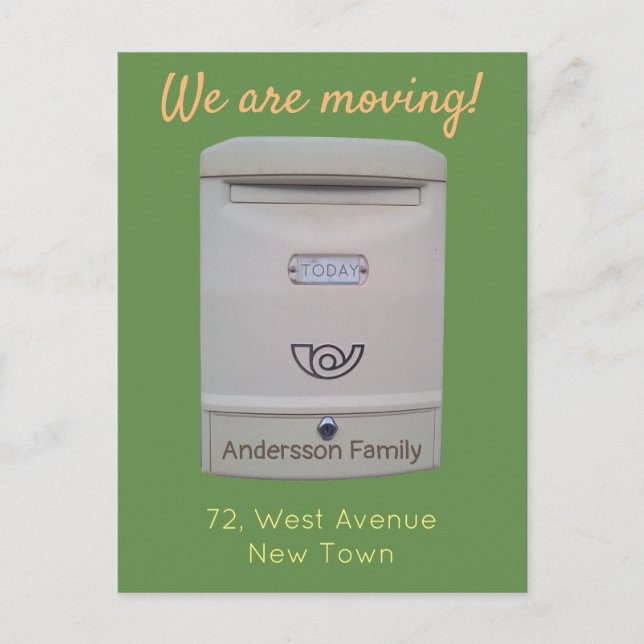 Moving Announcement White Mailbox Custom Text Postcard (Front)