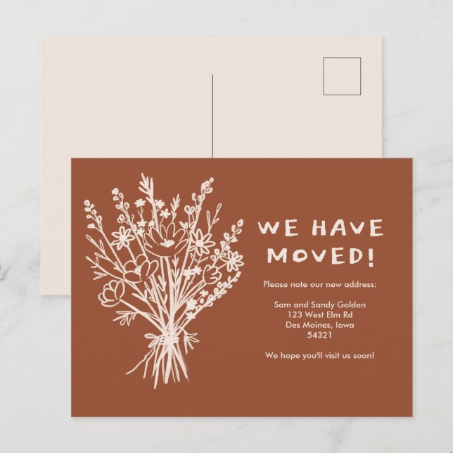 MOVING ANNOUNCEMENT Wildflower Bouquet Cute Doodle Postcard (Front/Back)