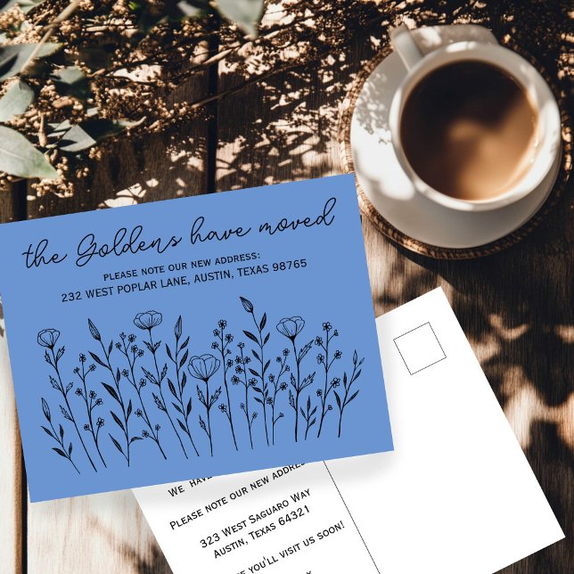 MOVING ANNOUNCEMENT Wildflowers Simple Custom Postcard (MOVING ANNOUNCEMENT Wildflowers Simple Custom Change of Address Postcard
)