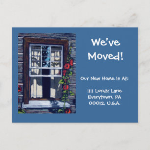 MOVING ANNOUNCEMENT, Window in Pastel Announcement Postcard