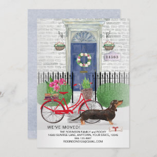 Moving Black Dachshund Dog Bicycle Door New Home Announcement