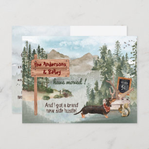 Moving Black Dachshund Woods New Address           Announcement Postcard
