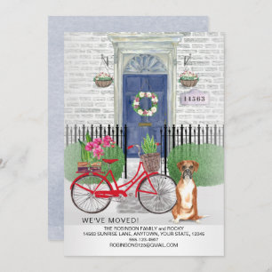 Moving Boxer Dog Bicycle Door New Home  Announcement