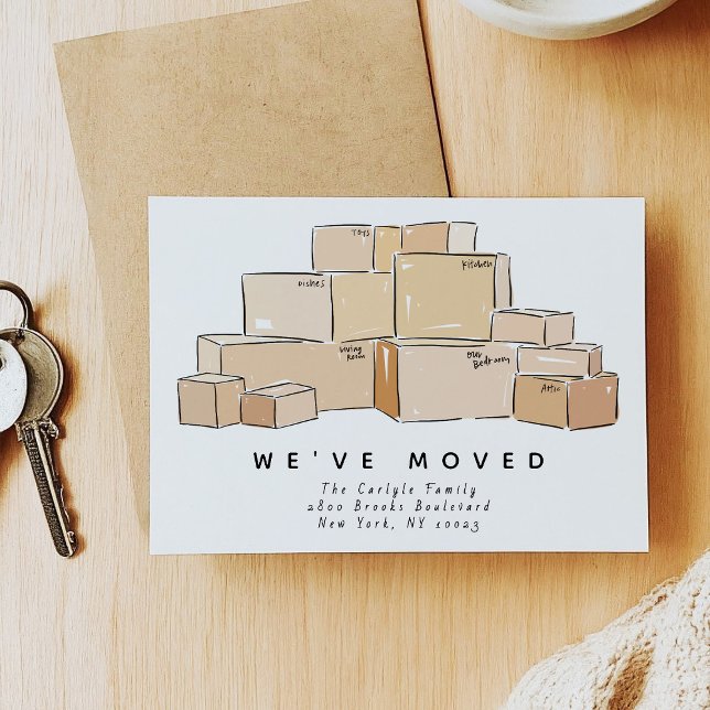 Moving Boxes Illustration We've Moved Moving Announcement (Moving Boxes Illustration We've Moved Moving Announcement)