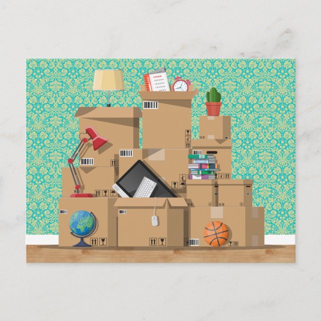Moving Boxes New House Home Address Announcement Postcard (Front)