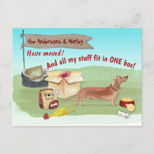 Moving Brown Dachshund Dog Toys Our New Home      Postcard
