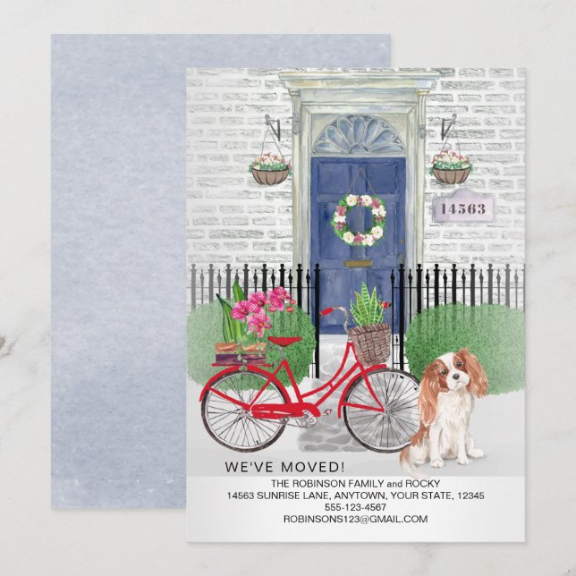Moving Cavalier King Charles  Bicycle New Home   Announcement (Front/Back)