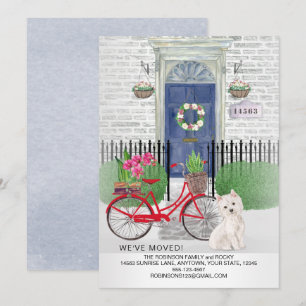 Moving Cute Westie Dog Bicycle Door Address Announcement