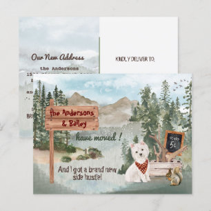Moving Cute Westie Dog Woodland Pines New Address  Announcement Postcard