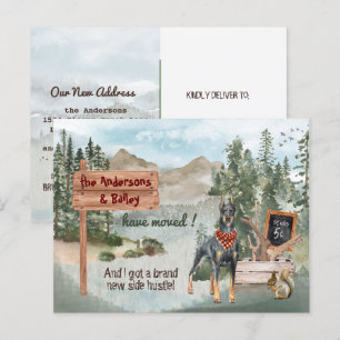 Moving Doberman Pine Woods New Address          Announcement Postcard