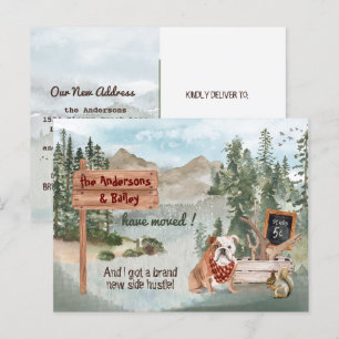 Moving English Bulldog Woods New Address         Announcement Postcard
