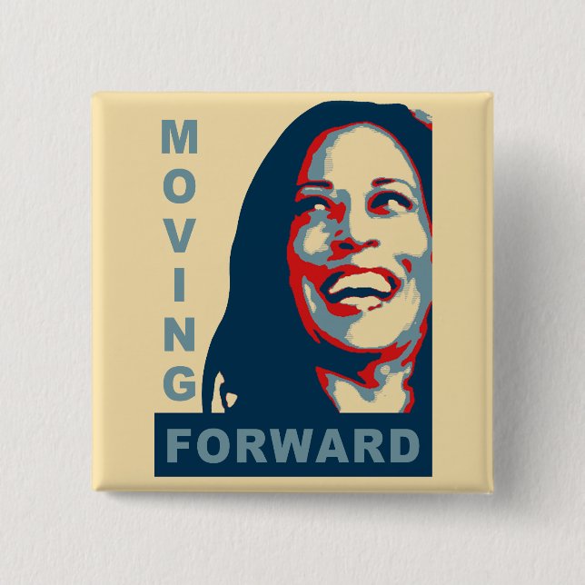 MOVING FOWARD - Kamala Harris for President 2024 15 Cm Square Badge (Front)