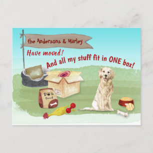 Moving Golden Retriever Dog Toys Our New Home  Postcard