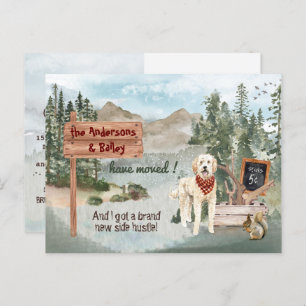 Moving Goldendoodle Pine Woods New Address      Announcement Postcard